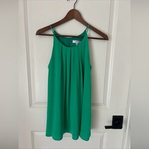 MILLY Women’s Size 2 Kelly Green Pleated Silk Spandex Sleeveless Trapeze Top